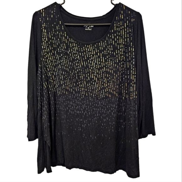 APT 9 Elbow Length Top with Gold Toned Accents Dripping into a Gray on Front OX - Picture 6 of 8